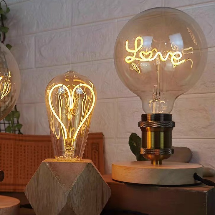 Bóng led - bóng đèn led G125 chữ love - trái tim trang trí dịp lễ, sinh nhật, quán cà phê, phòng ngủ, ... đuôi E27