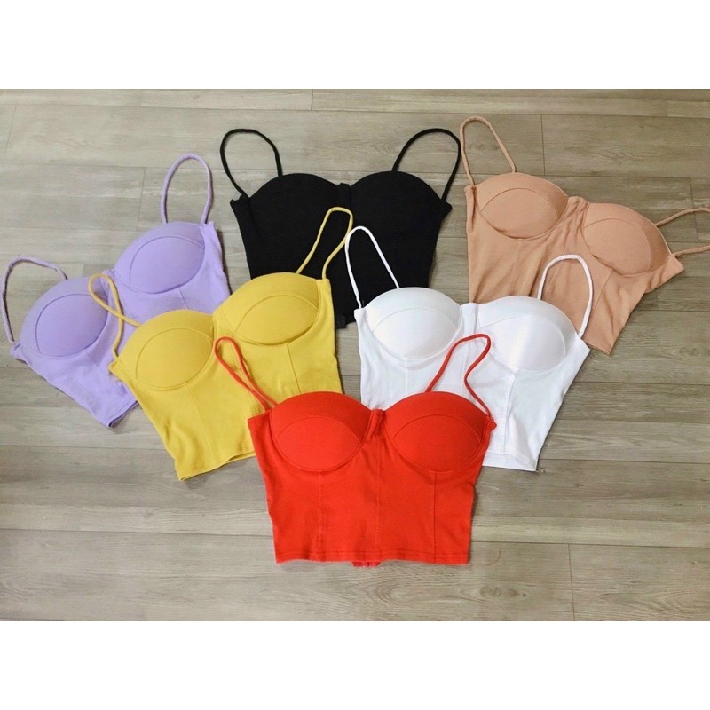 Áo 2 dây có mút ngực cúp ngực croptop chất thun xịn - S0T