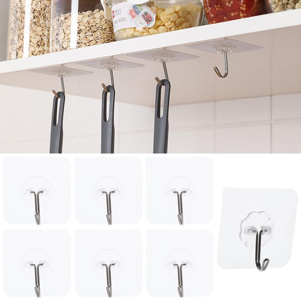 Set 6 Móc Tự Dính Trong Suốt Chịu Tải Nặng Không Đục Lỗ Cho Nhà Bếp