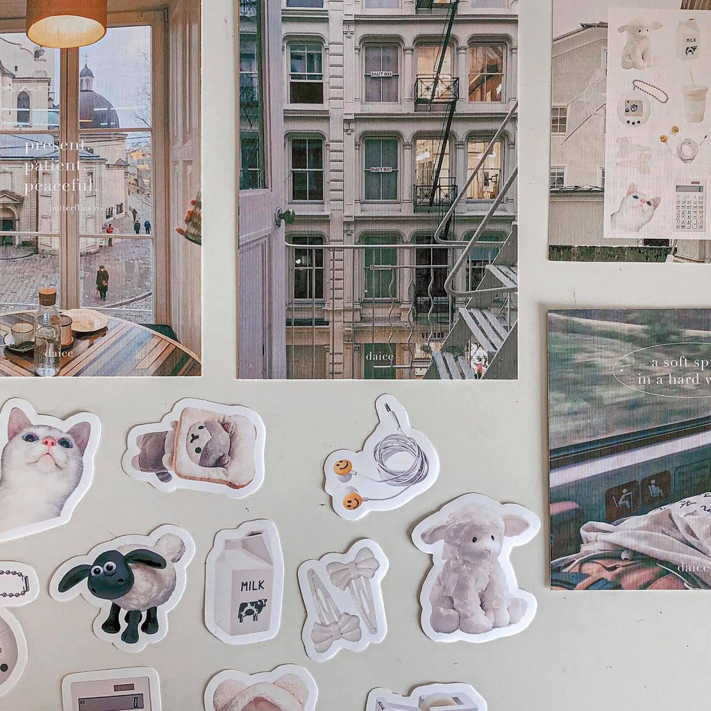 Daice || ‘𝗸𝗶𝗹𝗹𝗶𝗻𝗴 𝗺𝗲 𝘀𝗼𝗳𝘁𝗹𝘆 𝘄𝗶𝘁𝗵 𝗰𝘂𝘁𝗲𝗻𝗲𝘀𝘀’ combo set - set postcard và sticker trang trí