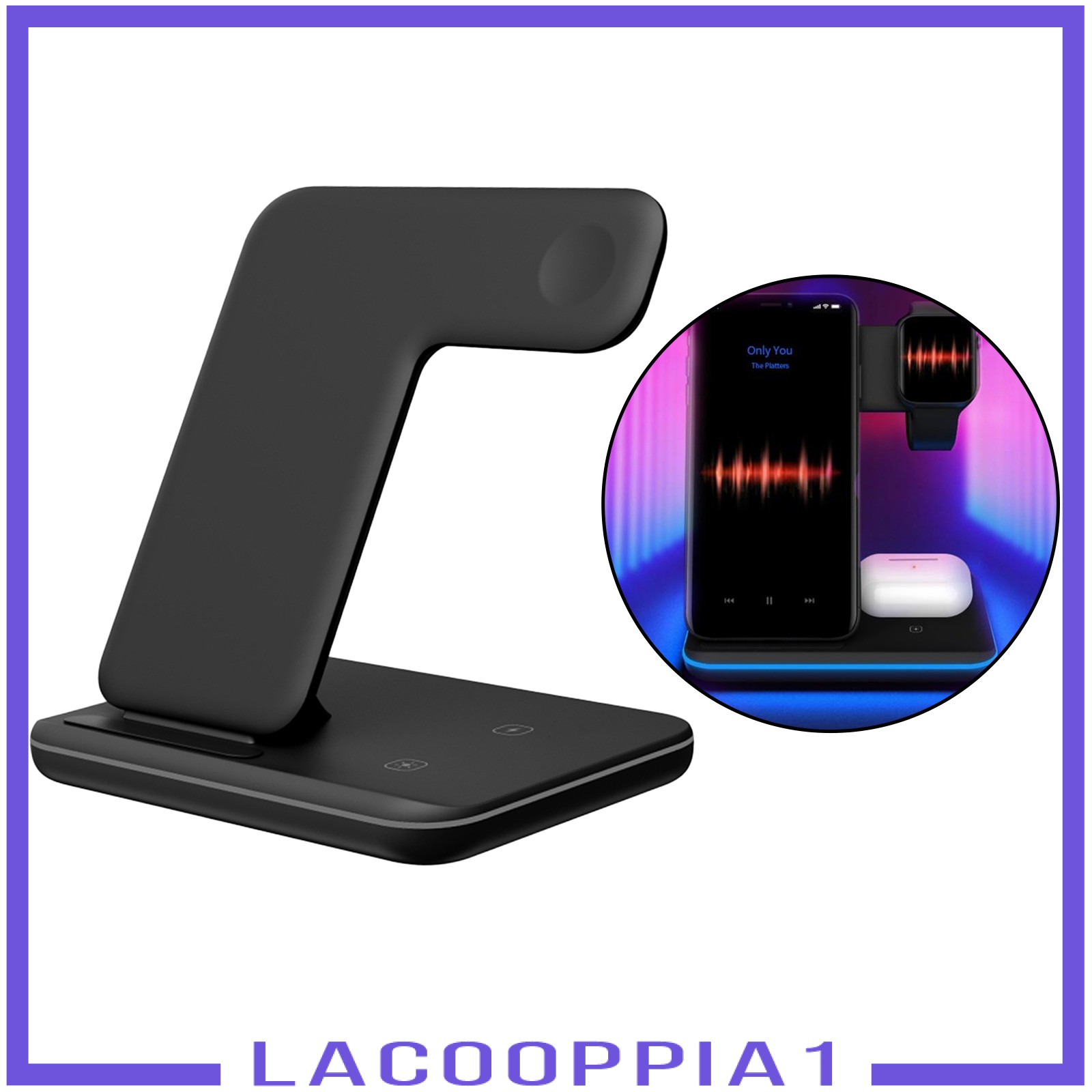 [LACOOPPIA1] 3 in 1 15W Wireless Fast Charging Station Charger Dock Stand for iPhone