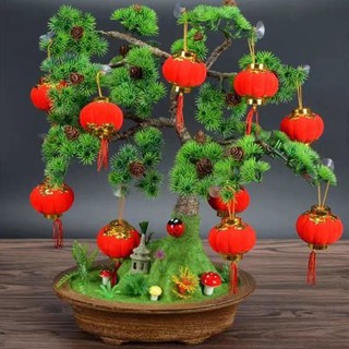 ♦∈Tết Nguyên Đán trang trí trong nhà mini đổ xô Đèn lồng nhỏ treo trên cây bằng nhựa cảnh phòng khách