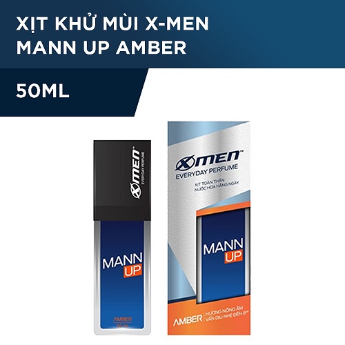 Xịt nước hoa hằng ngày X-Men Everyday Perfume Mann Up Amber 50ml, xịt khử mùi hương nước hoa dành cho phái mạnh