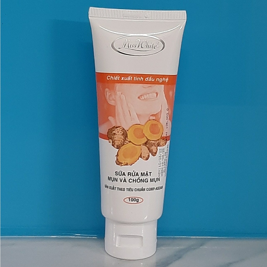 COMBO 2 SỬA RỬA MẶT MỤN, TRẮNG DA DƯỠNG MỊN DA Miss White 100g CTY TiGon