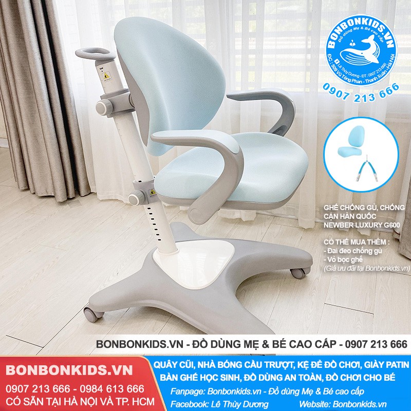 Ghế Chống Gù chống cận, Ghế học sinh Hàn Quốc Newber Luxury G600 Cao Cấp (Có tay vịn) | BigBuy360 - bigbuy360.vn