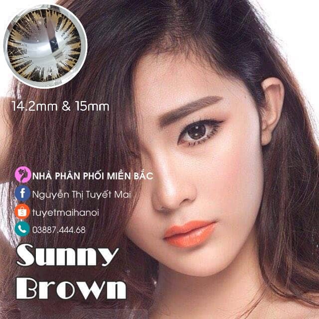 Kính Áp Tròng Màu Nâu Sunny Brown 14.2mm 0 Độ - Lens Hàn Quốc Chính Hãng Vassen Sexy Me