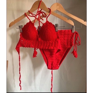 Set bikini móc len nâng ngực sb017