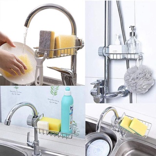 Kệ gắn vòi inox để đồ rửa chén.
