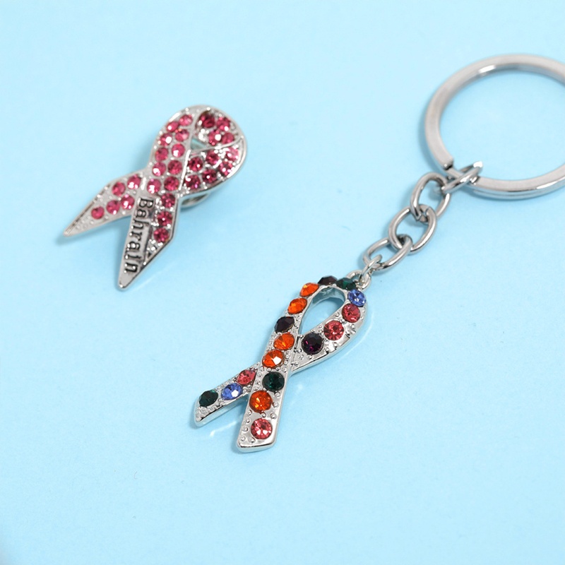 Móc Khóa Đính Đá Ruy Băng Hồng ONERI Dùng Để Trang Trí Quần Áo