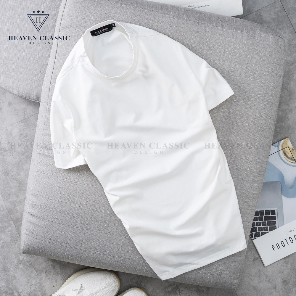 Áo thun nam nữ cổ tròn màu trắng trơn ,vải cotton co giãn 4 chiều cực mềm mịn