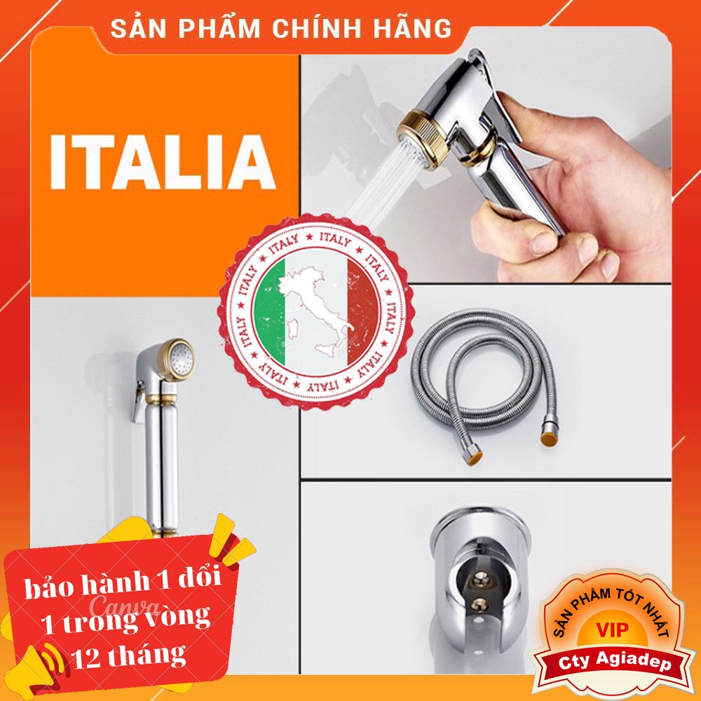 Bộ xịt nhà vệ sinh Phòng tắm Cao cấp mạ Vàng ITALIA Đầu xịt + Dây xịt + Giá đỡ
