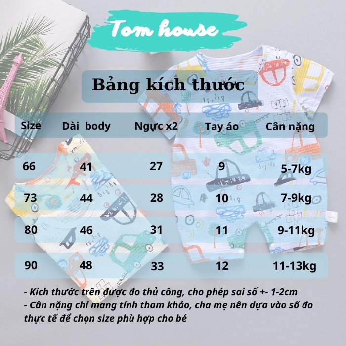 Bộ Body Đùi Mùa Hè Cộc Tay Cúc Đũng Mỏng Mát Cho Bé Trai Bé Gái Sơ Sinh Tôm House 𝟑𝟓𝐁𝐃𝐃𝐔