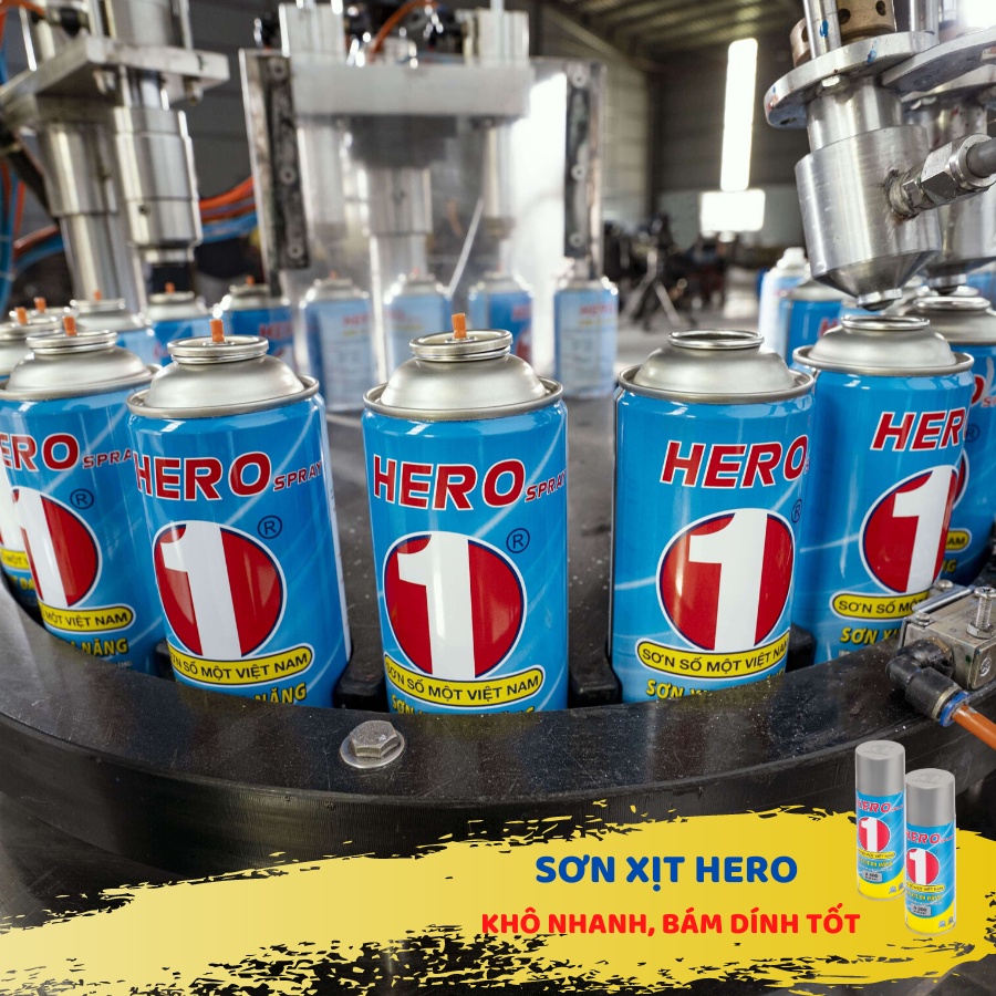 Sơn xịt đa năng Hero - sơn được trên nhiều chất liệu như: gỗ, kim loại, kính, bê tông,... (400ml)