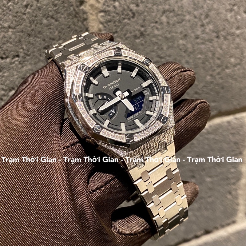 Đồng hồ nam casio G-Shock GA-2100-1A đính đá dây thép