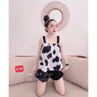 Bộ đùi áo 2 dây bò sữa mặc cực mát