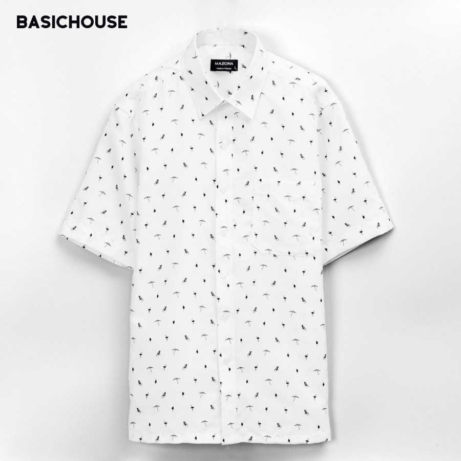 [CHÍNH HÃNG] Áo sơ mi nam ngắn tay 👘 áo sơ mi cao cấp nam hoạ tiết basic | BASICHOUSE | BigBuy360 - bigbuy360.vn