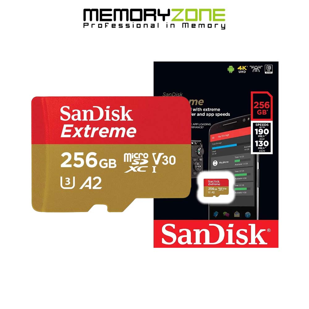 Thẻ Nhớ MicroSDXC SanDisk Extreme V30 A2 256GB 190MB/s SDSQXAV-256G-GN6MN