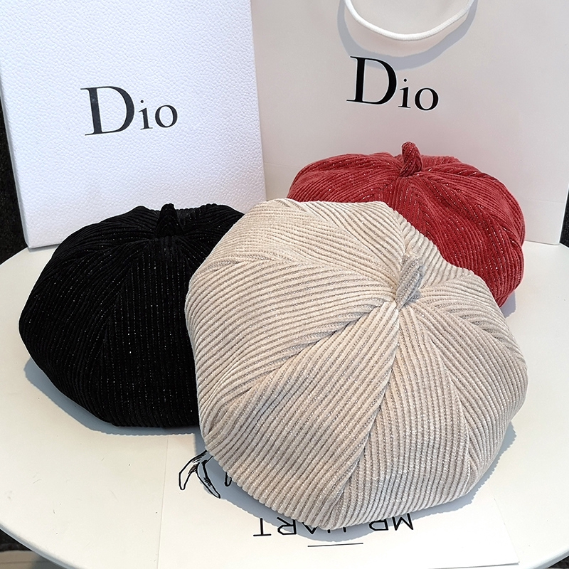 I Like You Gu Shengmale Zhao Lusi Mũ Beret Nhung Kẻ Màu Trơn Phiên Bản Hàn Quốc Dễ Phối Đồ Thu Đông Cho Nữ