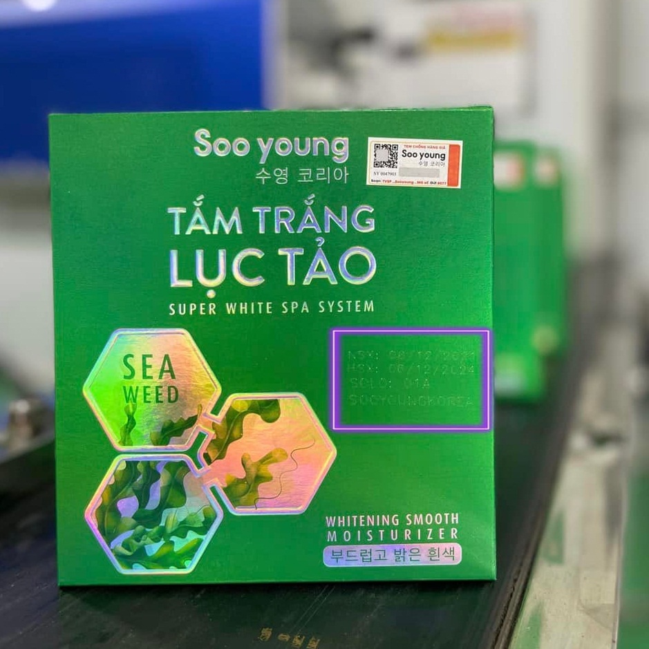 Kem tắm trắng Lục Tảo Soo Young làm trắng da toàn thân tại nhà hộp 3 gói