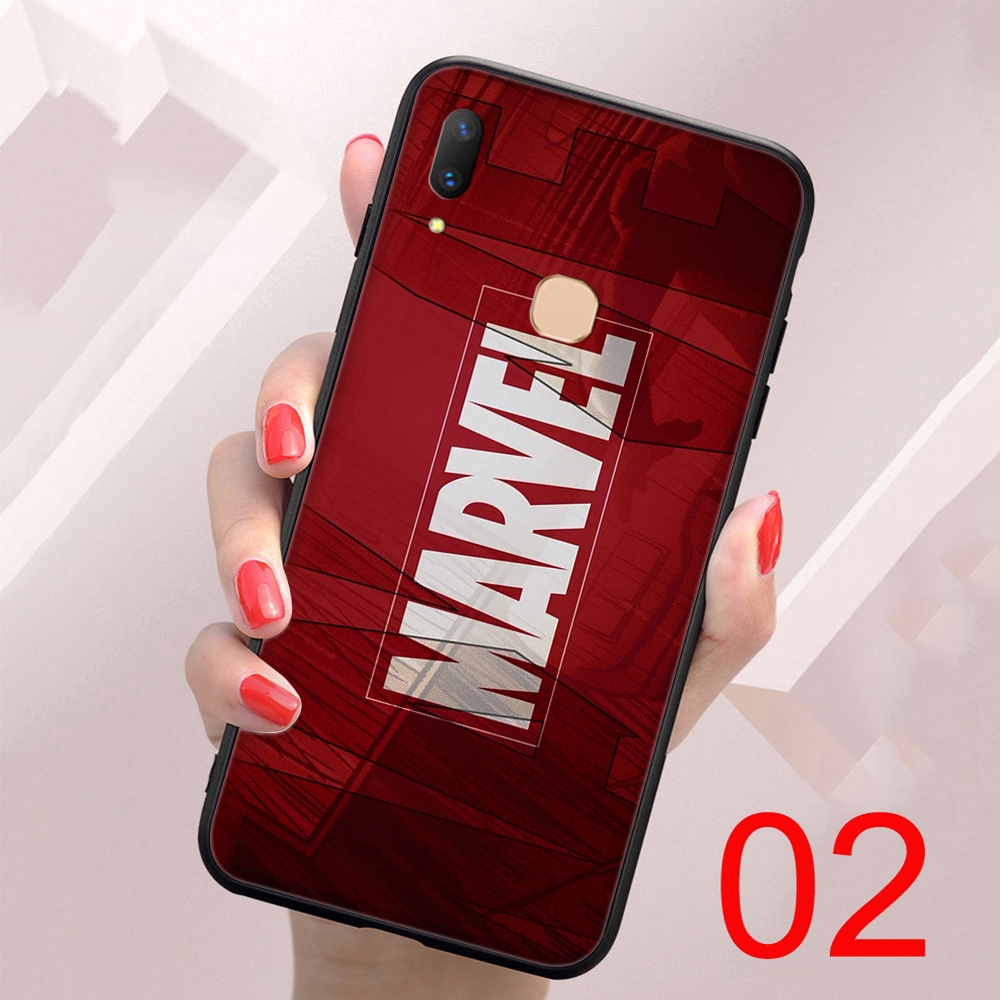 Ốp điện thoại dẻo đen in hình truyện tranh Marvel cho VIVO V5 V7 Plus V5s V9 Y55 Y55s Y81 Y81s U3 Lite