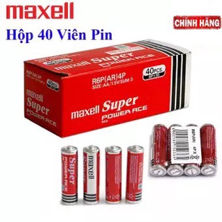Hộp 40 viên pin maxell super đỏ - pin tiểu aa 1.5v hàng chính hãng