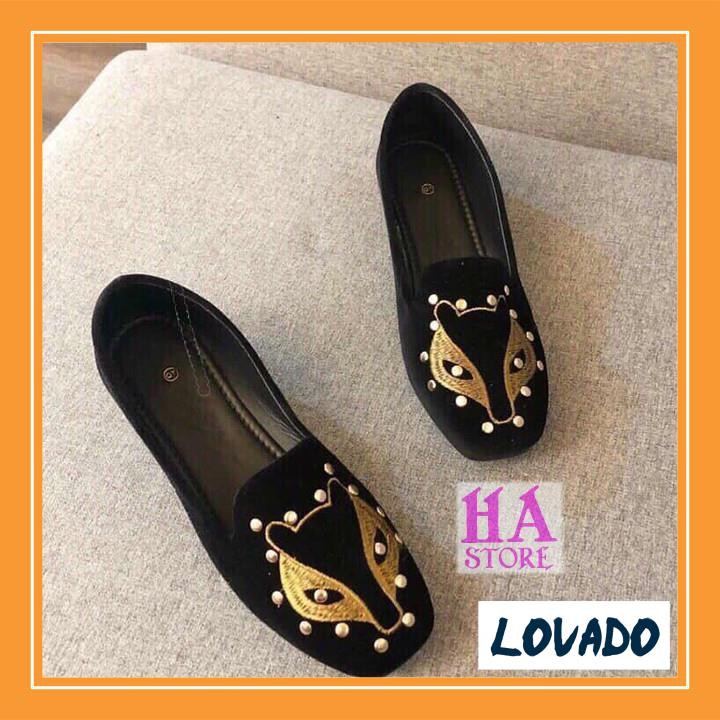 Giày búp bê nữ đế bằng thêu hình cáo sang trọng giá rẻ êm chân - Bệt cáo