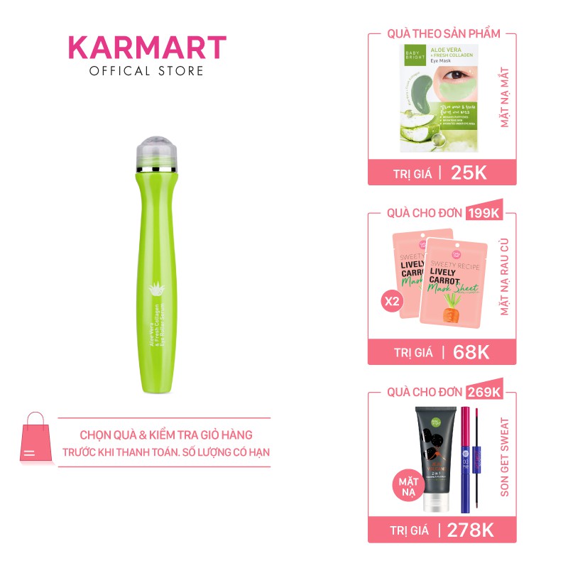 Cây Lăn Mắt Lô Hội Và Collagen Tươi Baby Bright Aloe Vera & Fresh Collagen Eye Roller Serum 15ml
