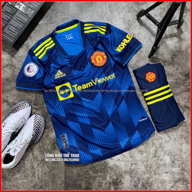 TeamView/Bộ quần áo đá banh ĐT M.U màu xanh dương mẫu mới nhất 2021/2022