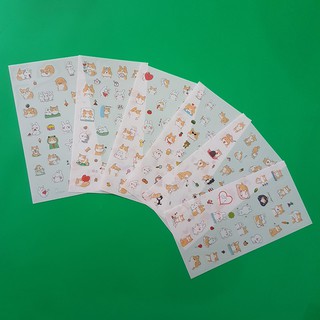 HCM - Bộ 6 tấm Sticker chó Shiba dán tập vở laptop điện thoại