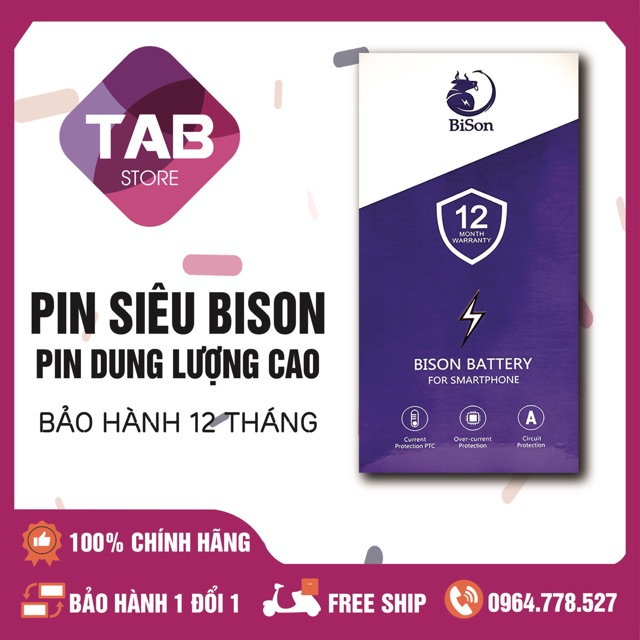 Pin Siêu Bison (Bản Đặc Biệt) - Pin IPhone Dung Lượng Cao - Bảo Hành 12 Tháng