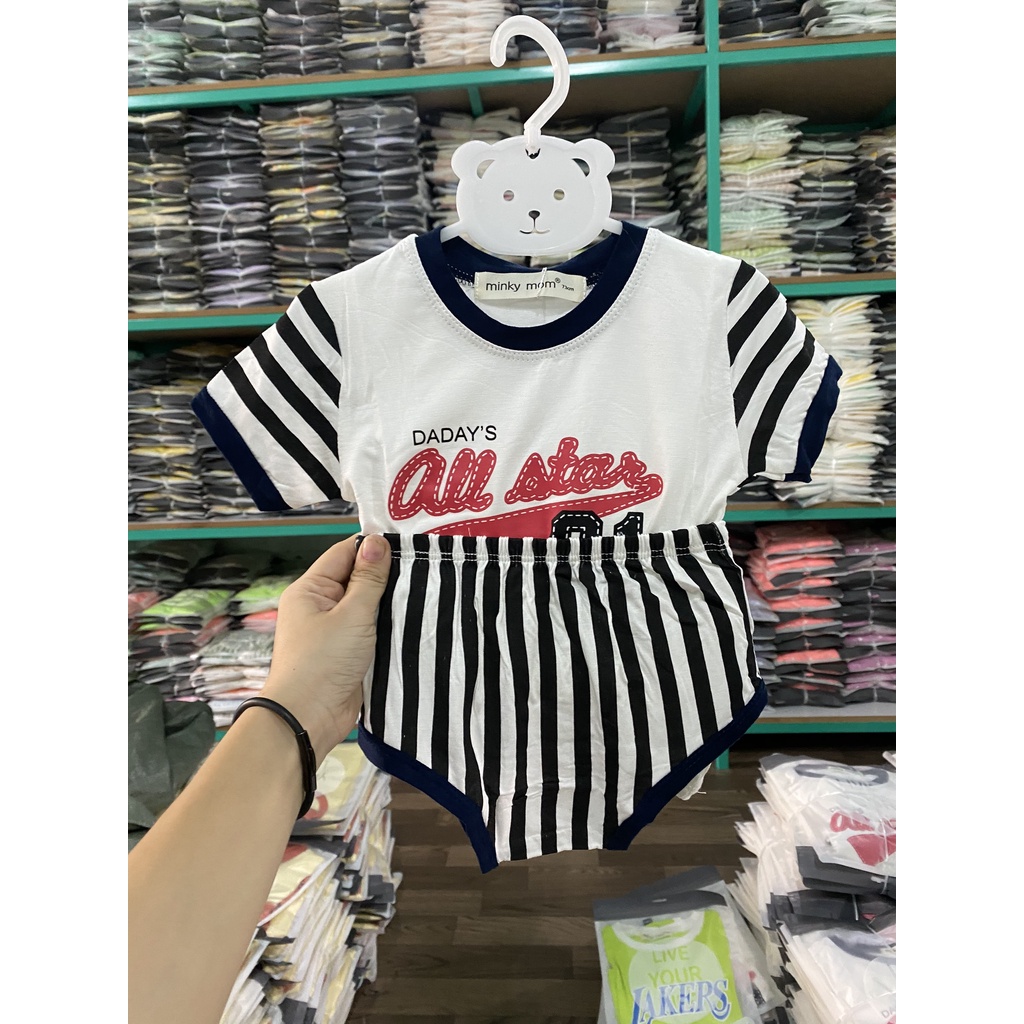 [Bé:4-17kg] Bộ Áo Ngắn Tay Quần Chip Minky Mom, Vải Thun Lạnh Thoáng Mát Dáng Màu Thể Thao Cho Bé trai,gái-Mã: TN-IN119