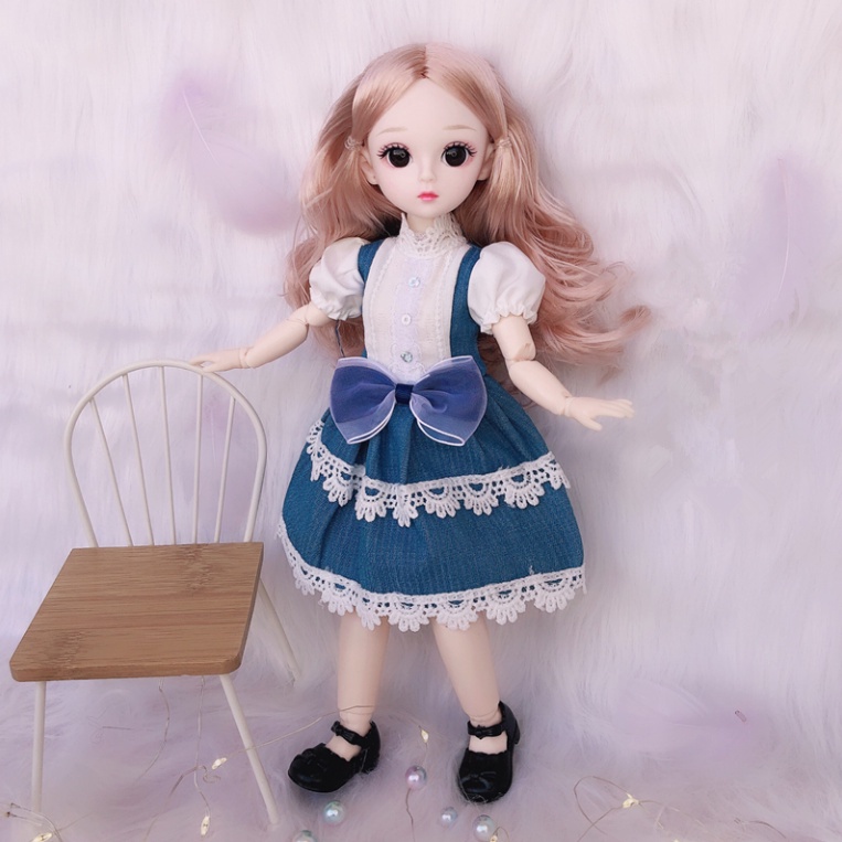 Búp bê mắt đá, có khớp cử động linh hoạt, cao 30 cm