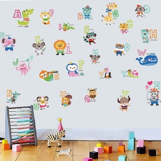 Decal dán tường thú chữ cái cho bé