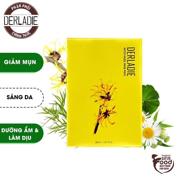 Mặt Nạ Hỗ Trợ Giảm Mụn, Dưỡng Sáng Da Trong &quot;14 Ngày&quot; Derladie Witch Hazel Mask Pack 30ml