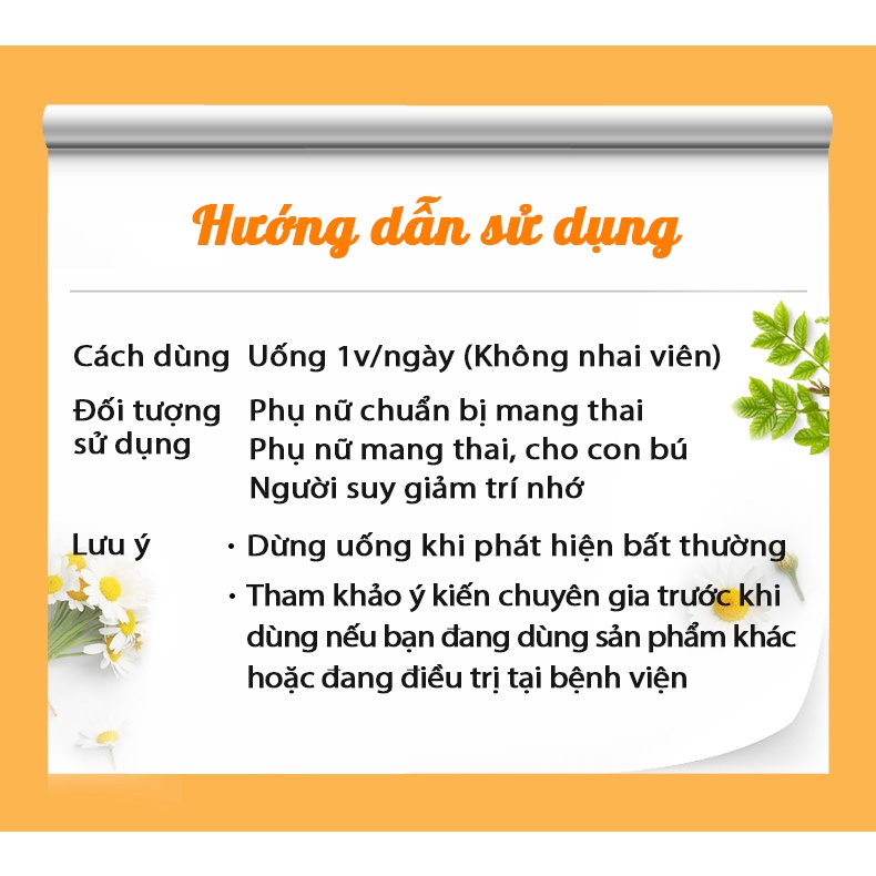 Viên uống bổ sung Acid Folic &amp; Vitamin DHC cho bà bầu Nhật Bản Túi Zip 30 Ngày