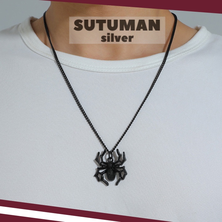 [Giao Hỏa Tốc] Phụ kiện Gothic mặt dây chuyền nhện Halloween kinh dị vòng cổ nhện SUTUMANsilver