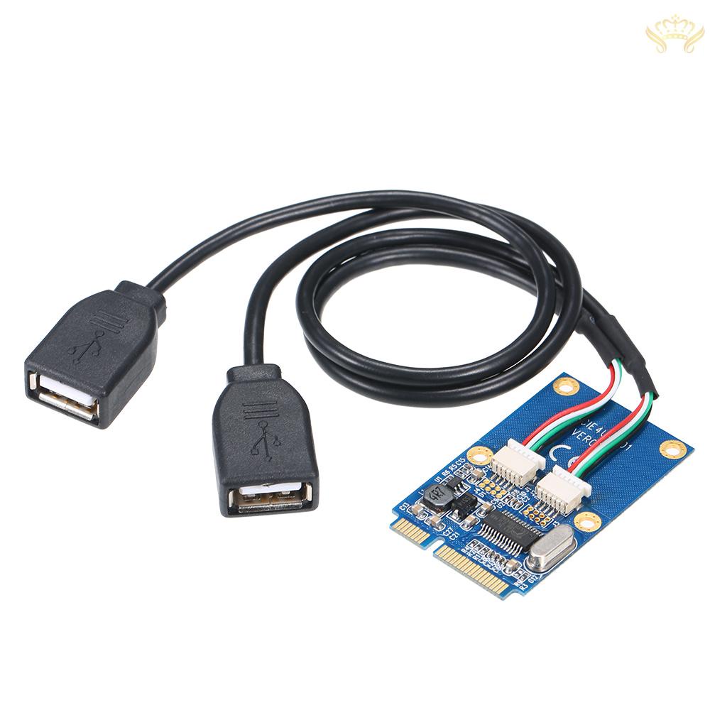 New  Mini PCI-E to Dual USB Adapter MINI PCIe to 2 Ports USB2.0 Converter Card Expansion Card