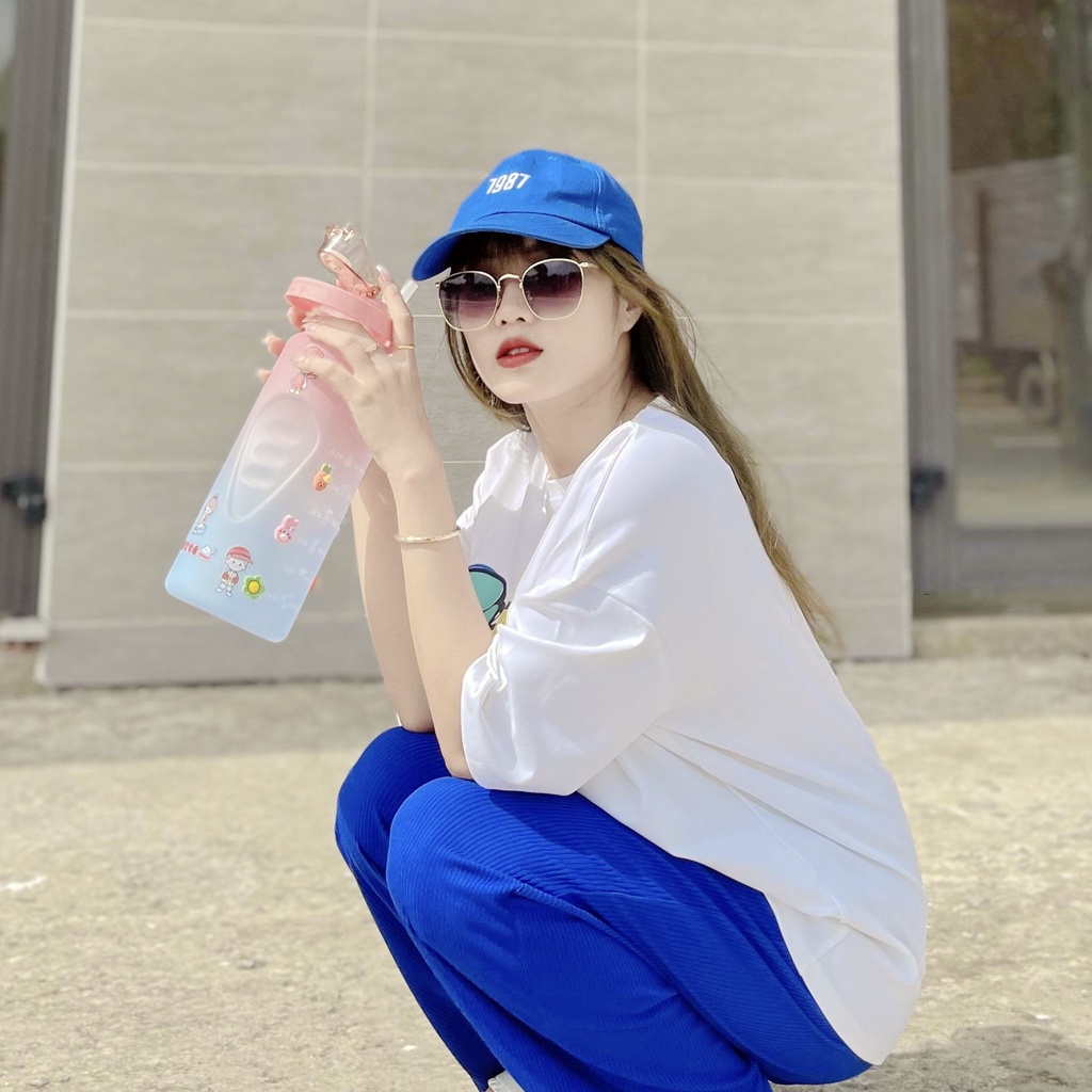 Bình 2 Lít Uống Nước Có Chia Vạch Báo Giờ Dễ Thương, Bình Nước Thể Thao Có Ống Hút HDStore