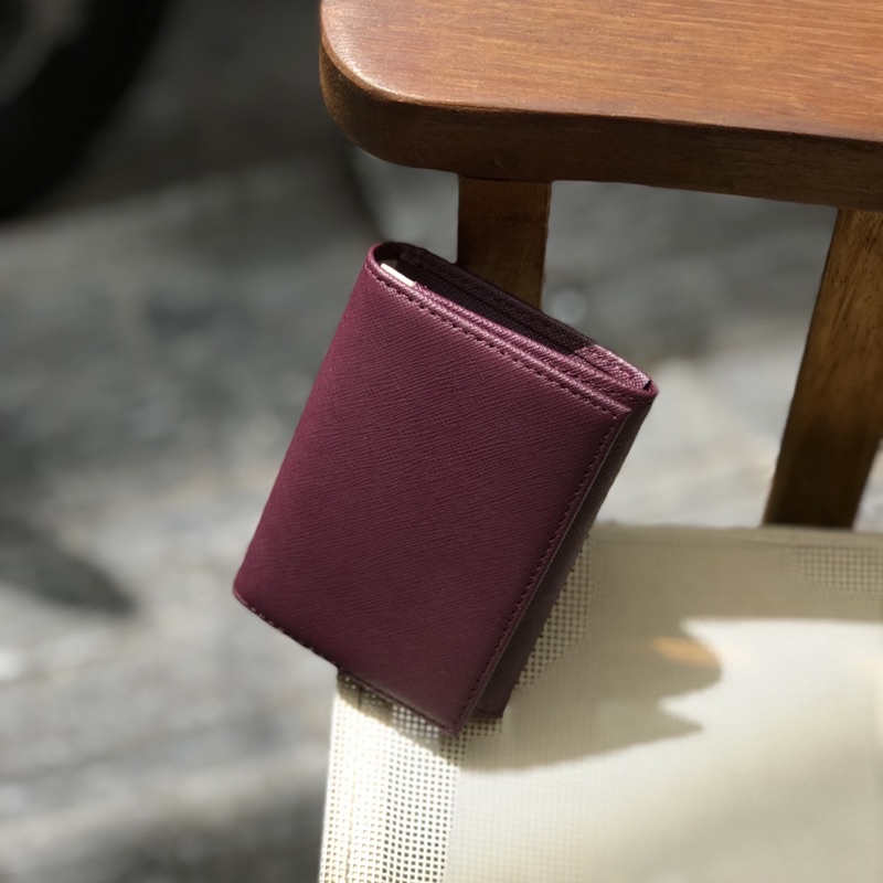 Ví da bò thật Tiny màu Tím Hồng nhỏ gọn - Thiết kế chính hãng từ Lemont.