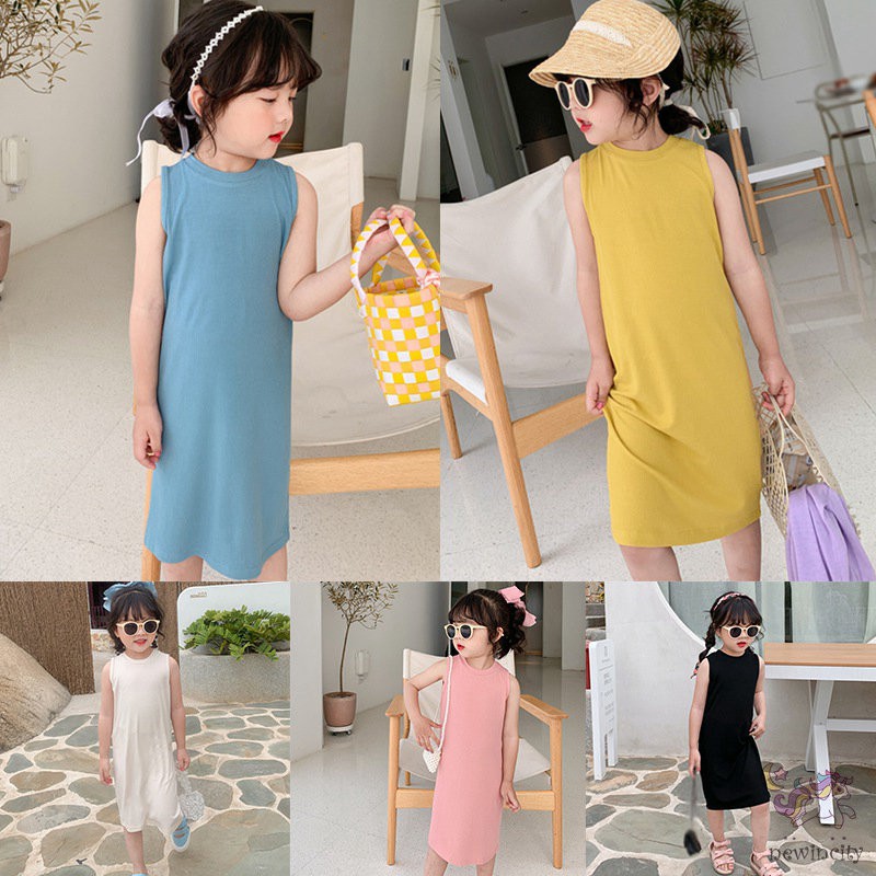 Đầm không tay thời trang hàn quốc dễ thương cho bé gái