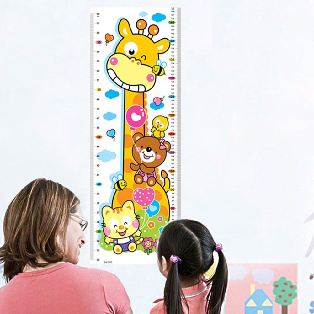 Yafeixm Miếng Dán Tường Đo Chiều Cao Họa Tiết Hươu Cao Cổ Hoạt Hình Cho Bé