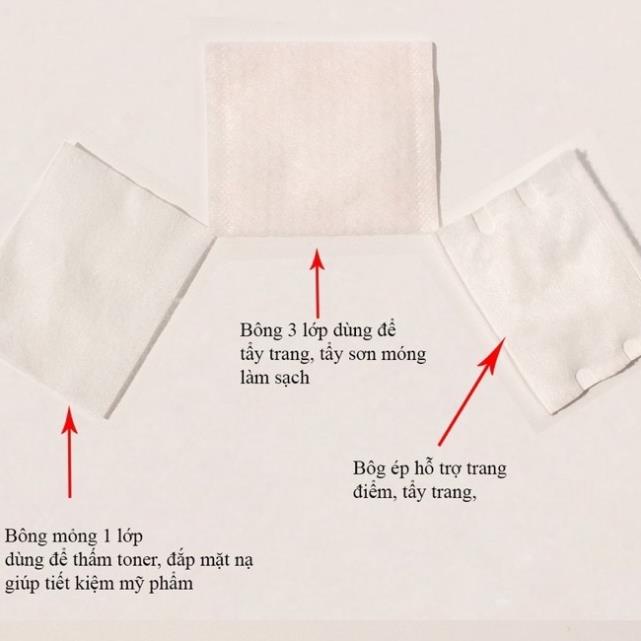 Bông tẩy trang 3 lớp Cotton Pads [Túi 222 miếng]