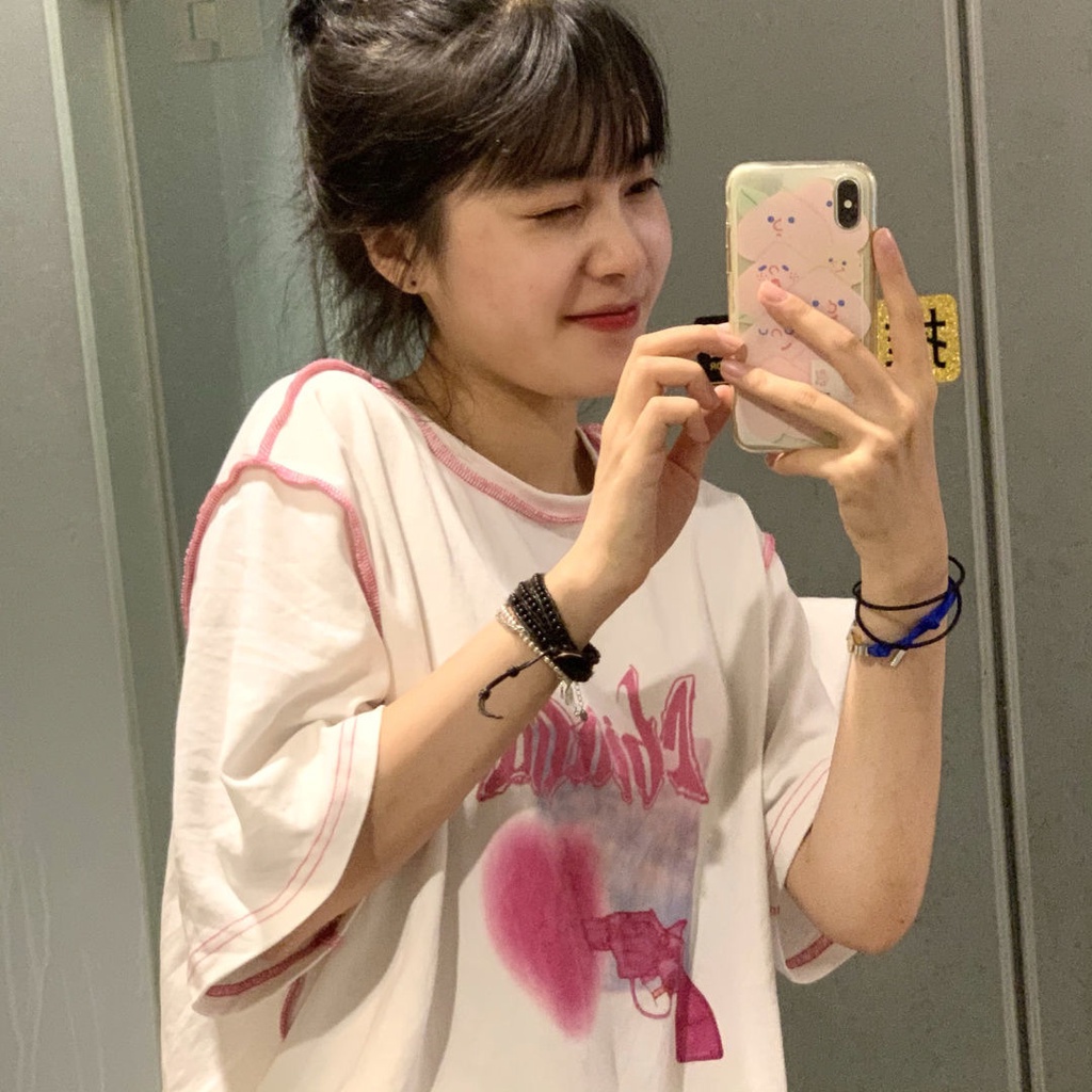 Áo Thun Nữ Ngắn Tay Dáng Rộng Phong Cách Hàn Quốc Mới