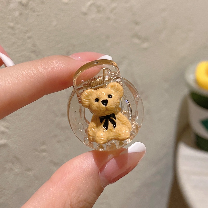 Kẹp tóc móng vuốt gấu 3D mini bằng acrylic phong cách retro cho bé gái