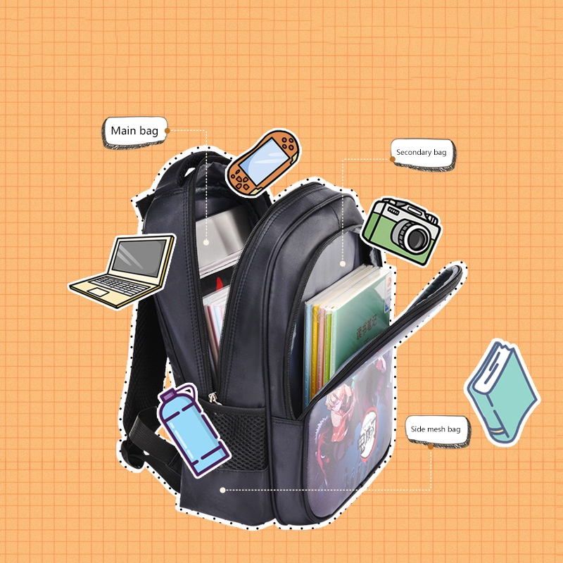 Menas Ba Lô Đi Học Trọng Lượng Nhẹ In Họa Tiết Hoạt Hình anime Cho Bé