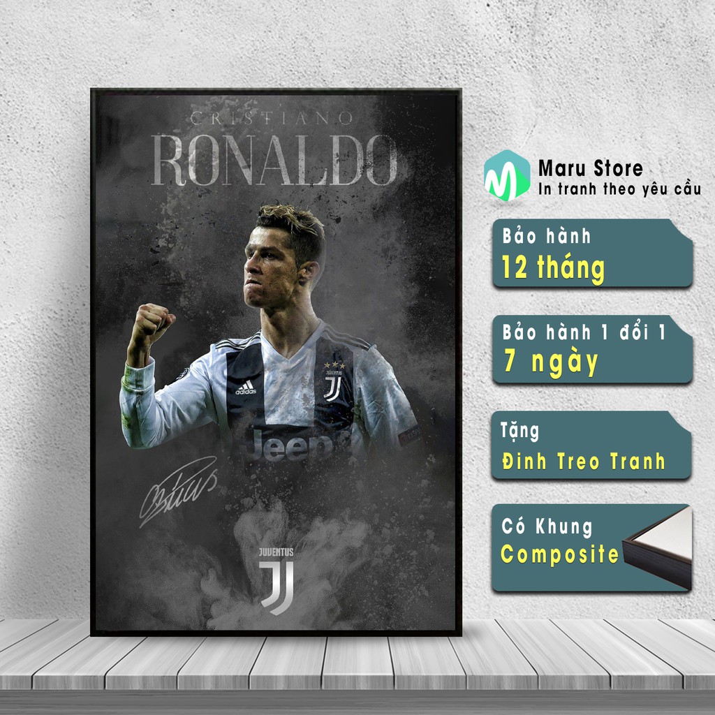 Tranh Ronaldo Trong Màu Áo Juventus, Có Khung, Trang Trí Góc Gaming