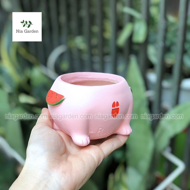 Chậu thú nhựa lộn ngược trồng sen đá xương rồng mini gấu heo chó Nia Garden N4