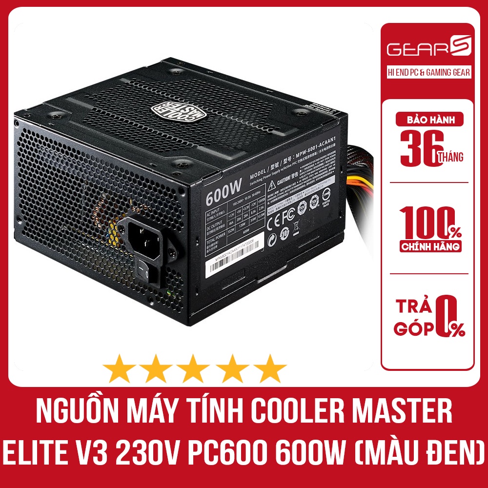 Nguồn máy tính Cooler Master Elite V3 230V PC600 600W (Màu Đen) - Bảo hành chính hãng 36 Tháng