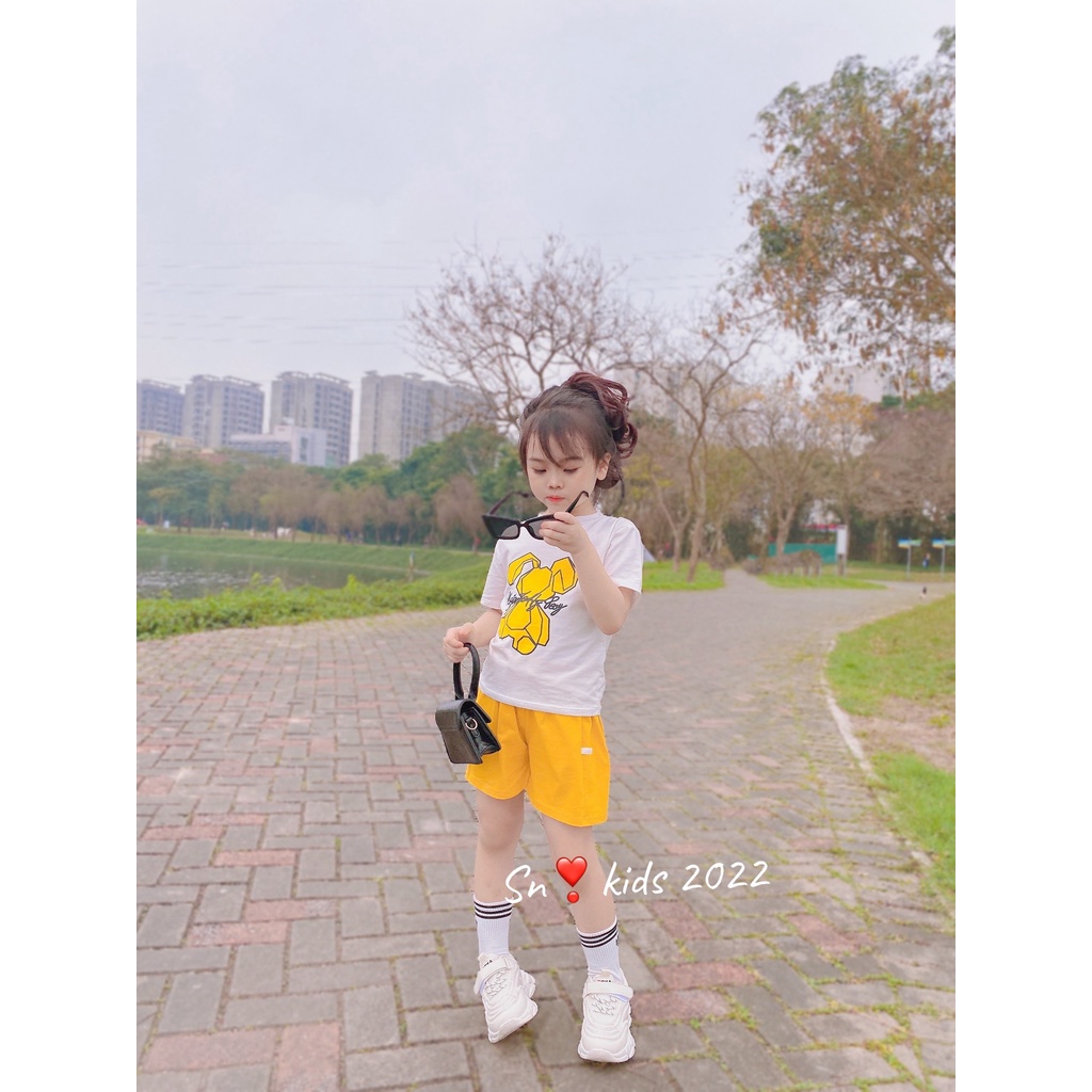 XẢ HÀNG Bộ cộc tay bé gái, bộ quần áo thỏ vàng chất cotton xịn xò cho bé size 8-35kg