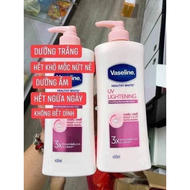 Sữa dưỡng thể vaseline màu hồng heathy white dưỡng ẩm làm sáng và mềm mịn da 725ml india